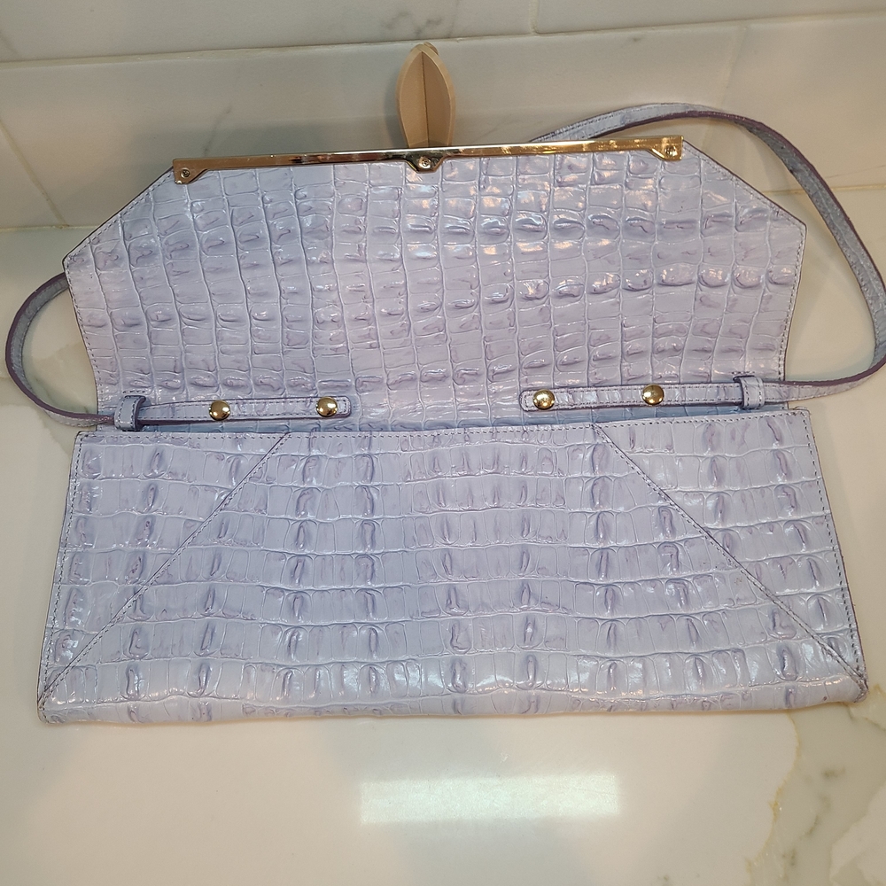 Brahmin Light Lavender Clutch Shoulder Bag EUC Vintage - Picture 4 of 8